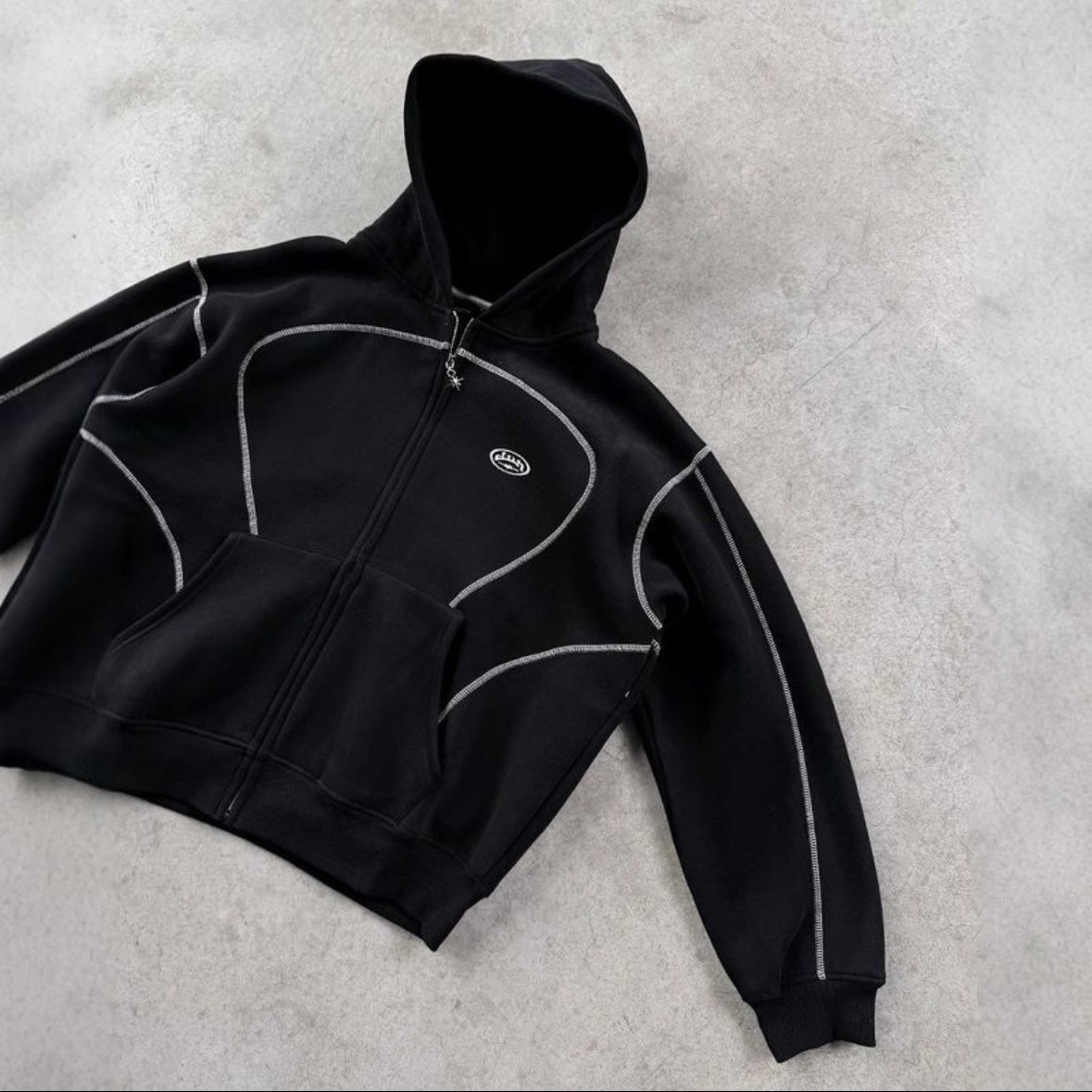 Loose Sweatshirt and Sweatpants Hip Hop Street Style Unisex Zipper Hooded Jacket Set.