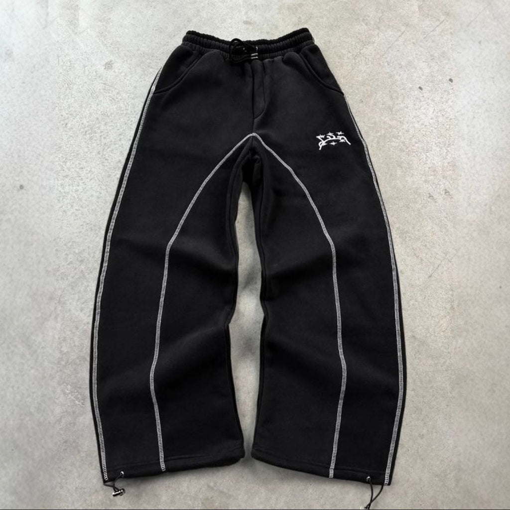 Loose Sweatshirt and Sweatpants Hip Hop Street Style Unisex Zipper Hooded Jacket Set.